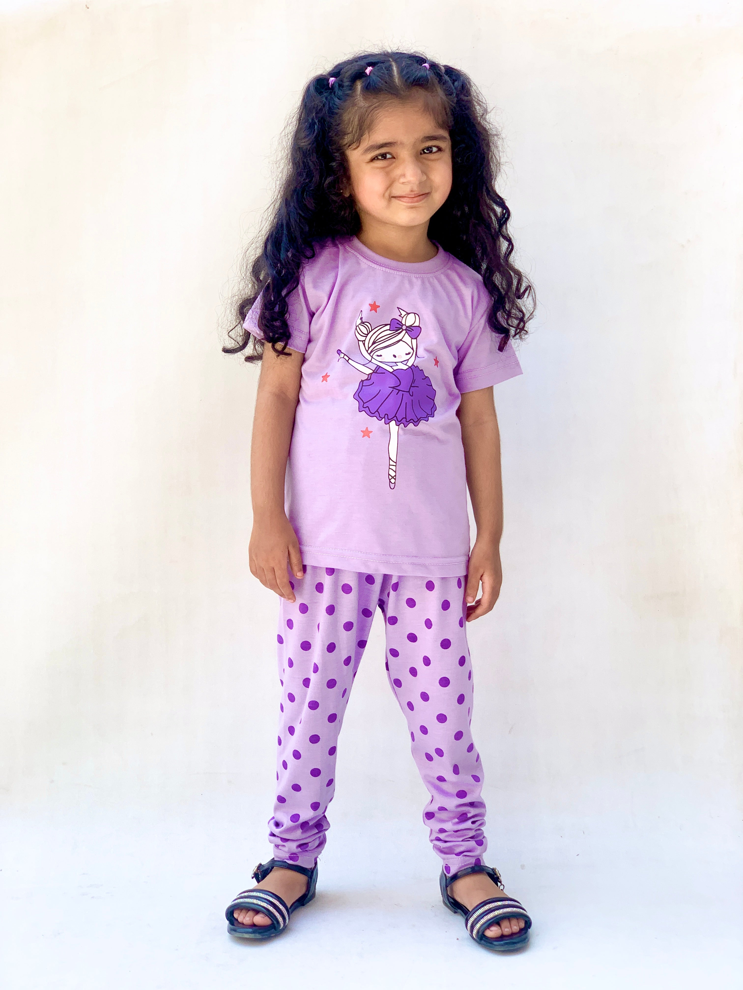 Plush-Nifty Basics - Purple Girl with Dotted Trousers