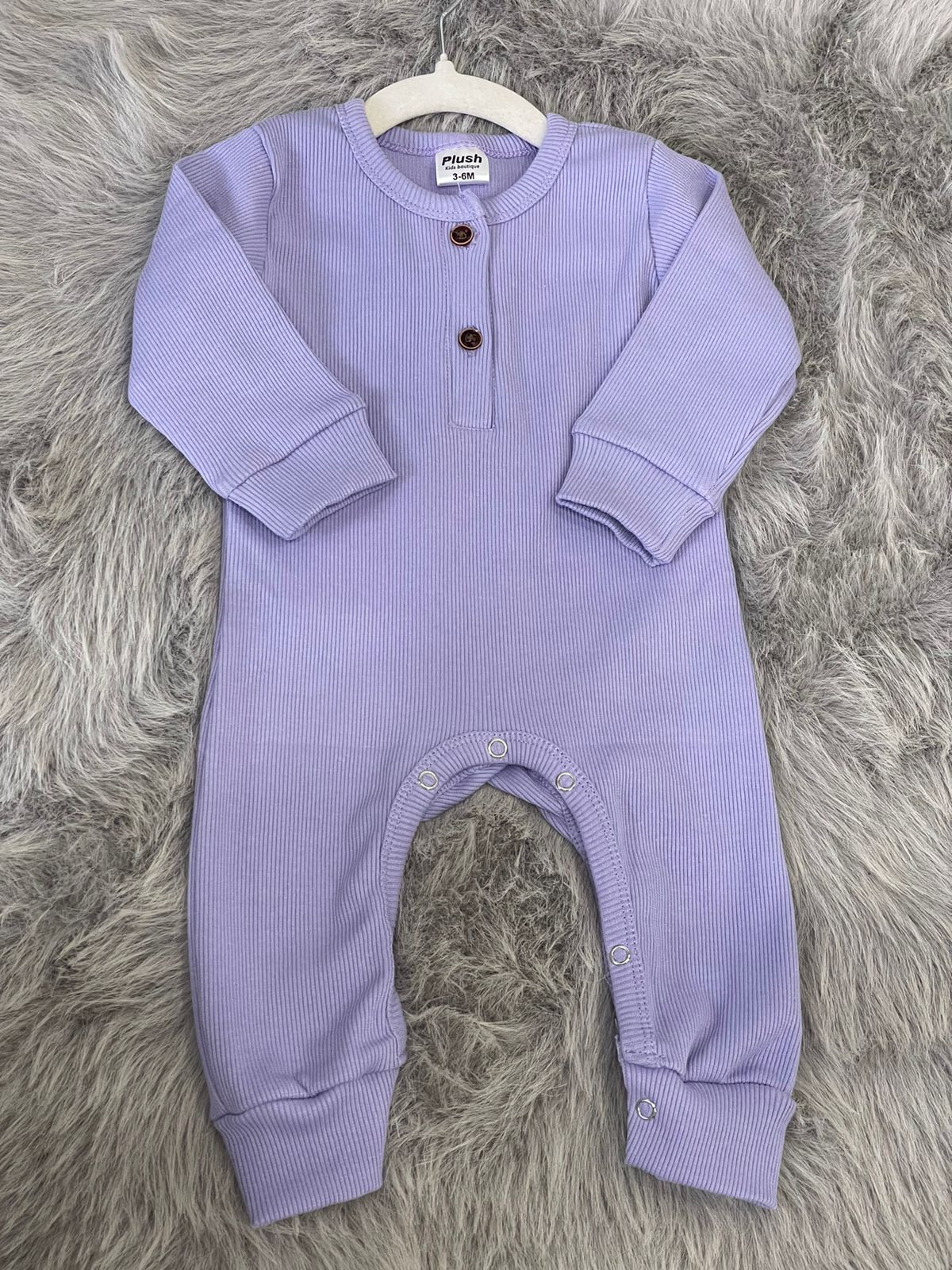 Plush Ribbed Knit Winter Romper - Purple