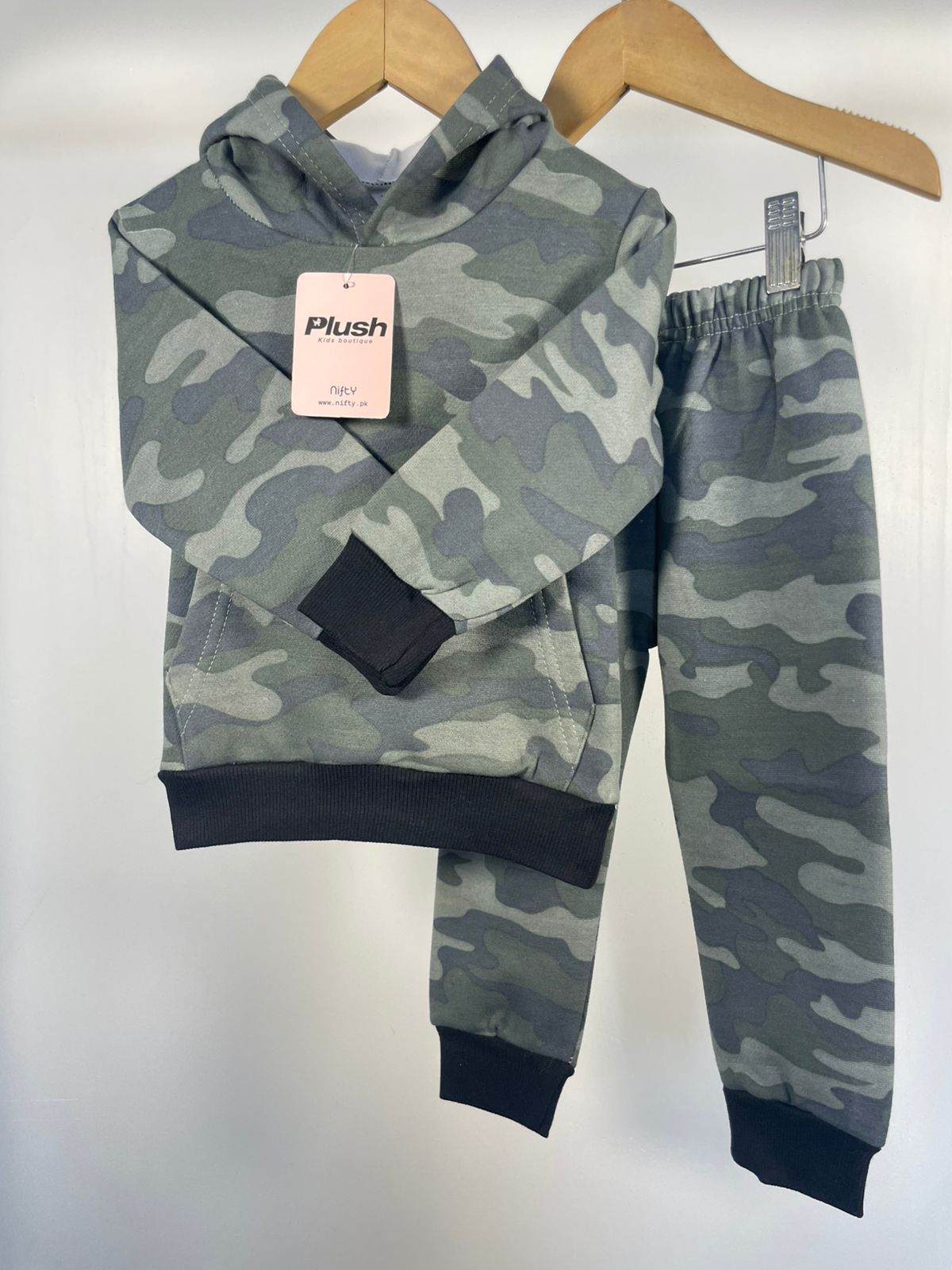 Plush - Hoodied Fleece Shirt & Trouser - Camouflage Green