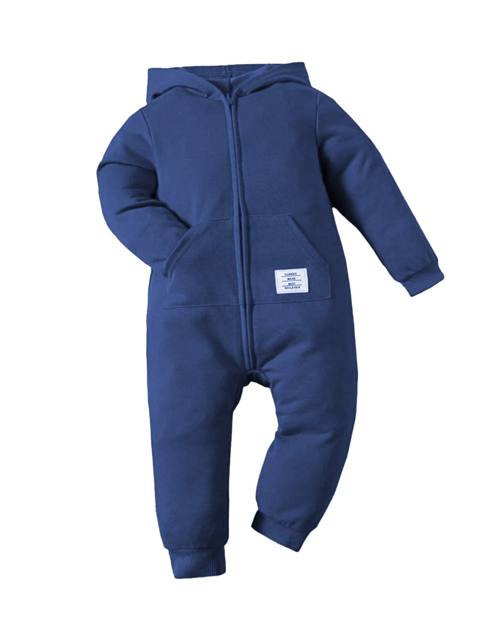 Plush-Hoodie Romper - Indigo Blue