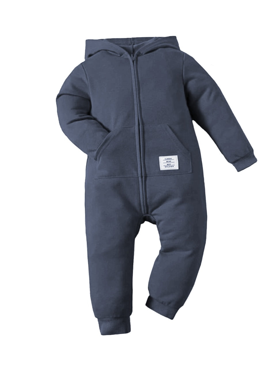Plush-Hoodie Romper - Blue