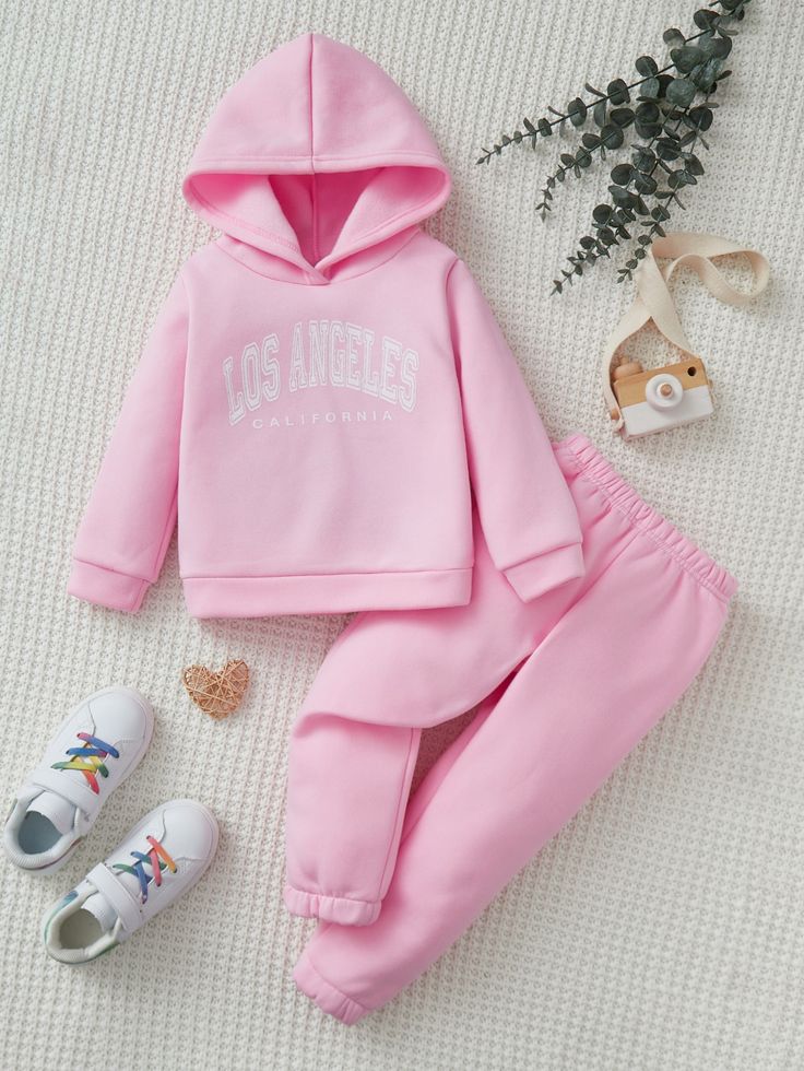 Plush - Hoodied Fleece Shirt & Trouser - LA in Pink