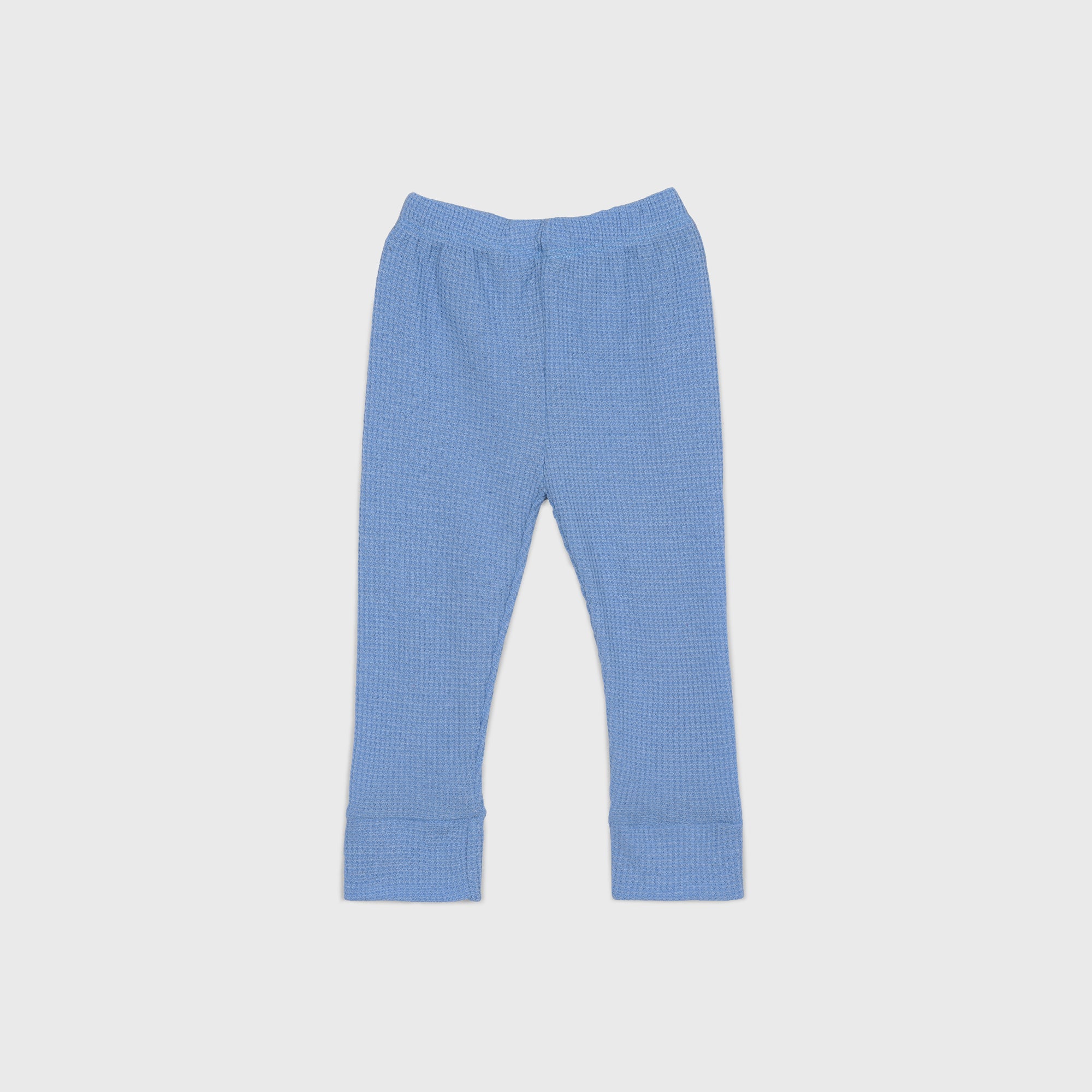 Plush-Waffle Textured Basic PJ Set-Blue