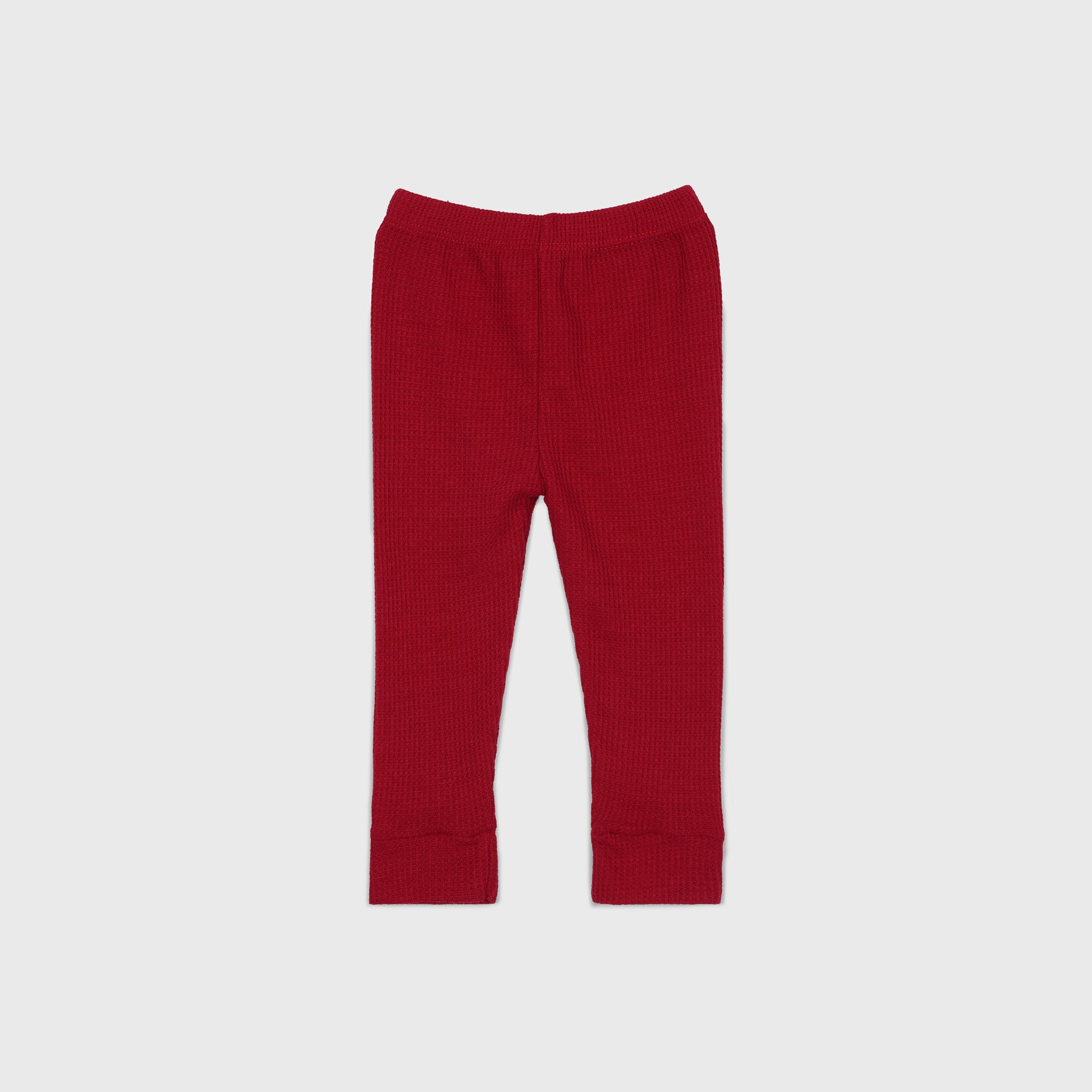 Plush-Waffle Textured Basic PJ Set-Red