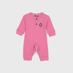 Plush-Full Sleeve Waffle Textured Basic Jumpsuit-Pink