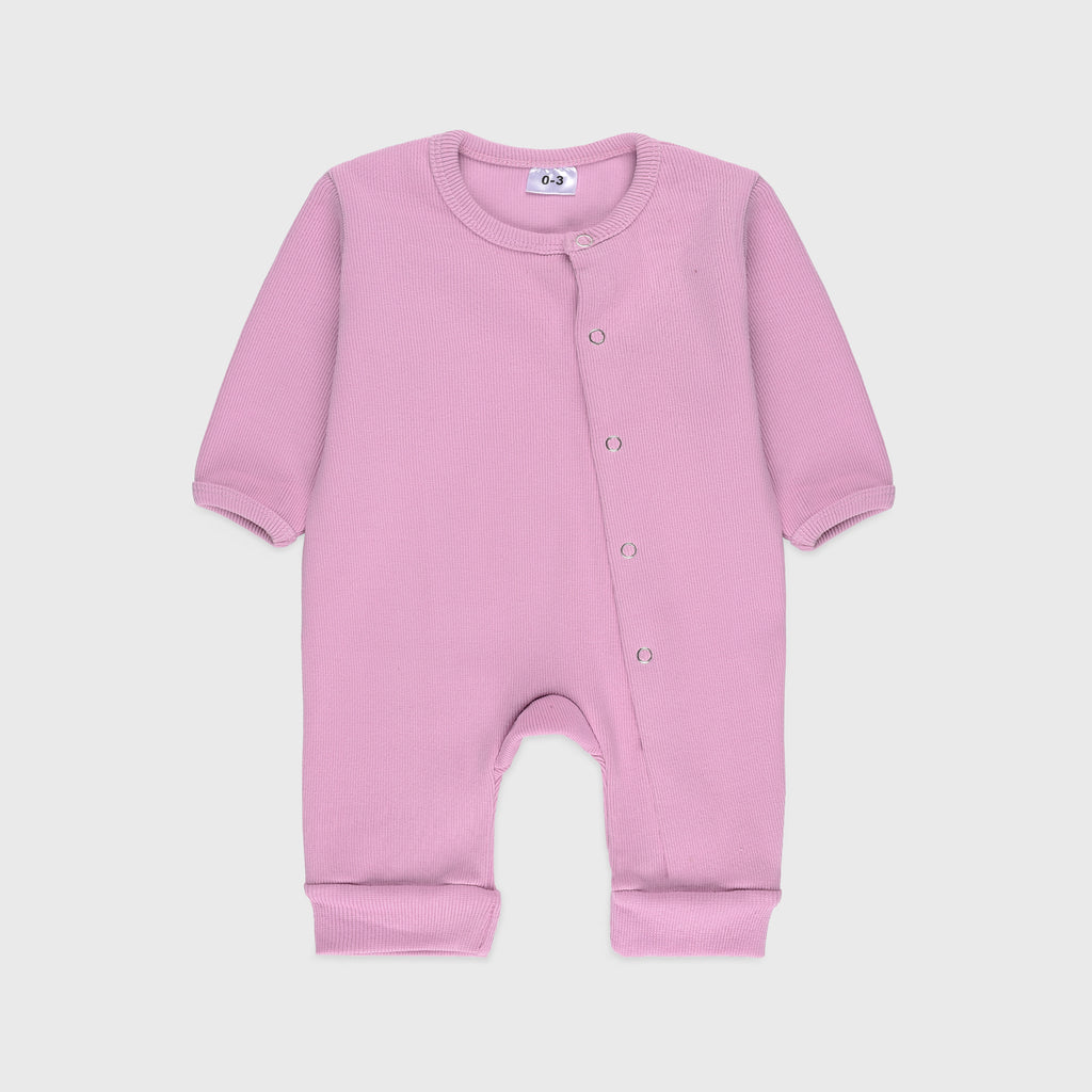 Plush Winter Rompers with side button inseam - Pink