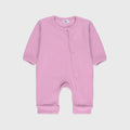 Plush Winter Rompers with side button inseam - Pink