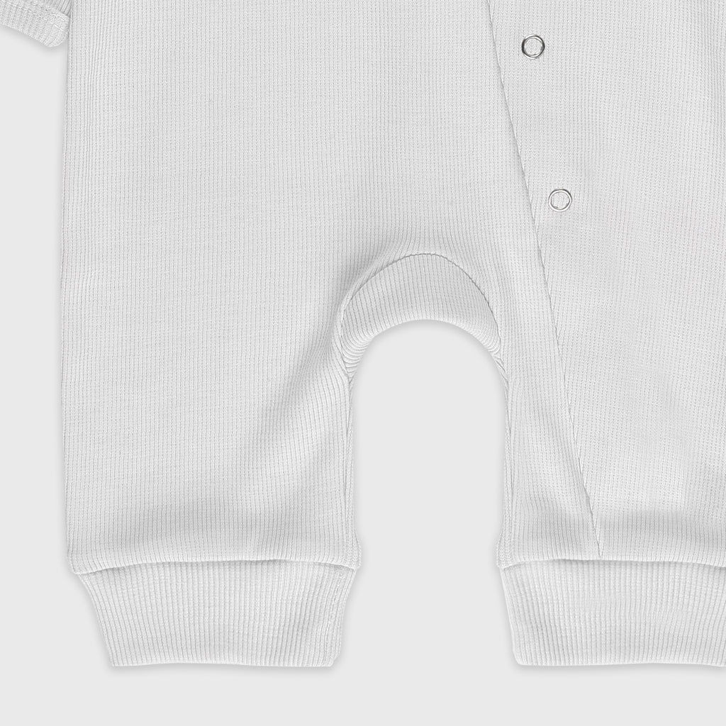 Plush Winter Rompers with side button inseam - White