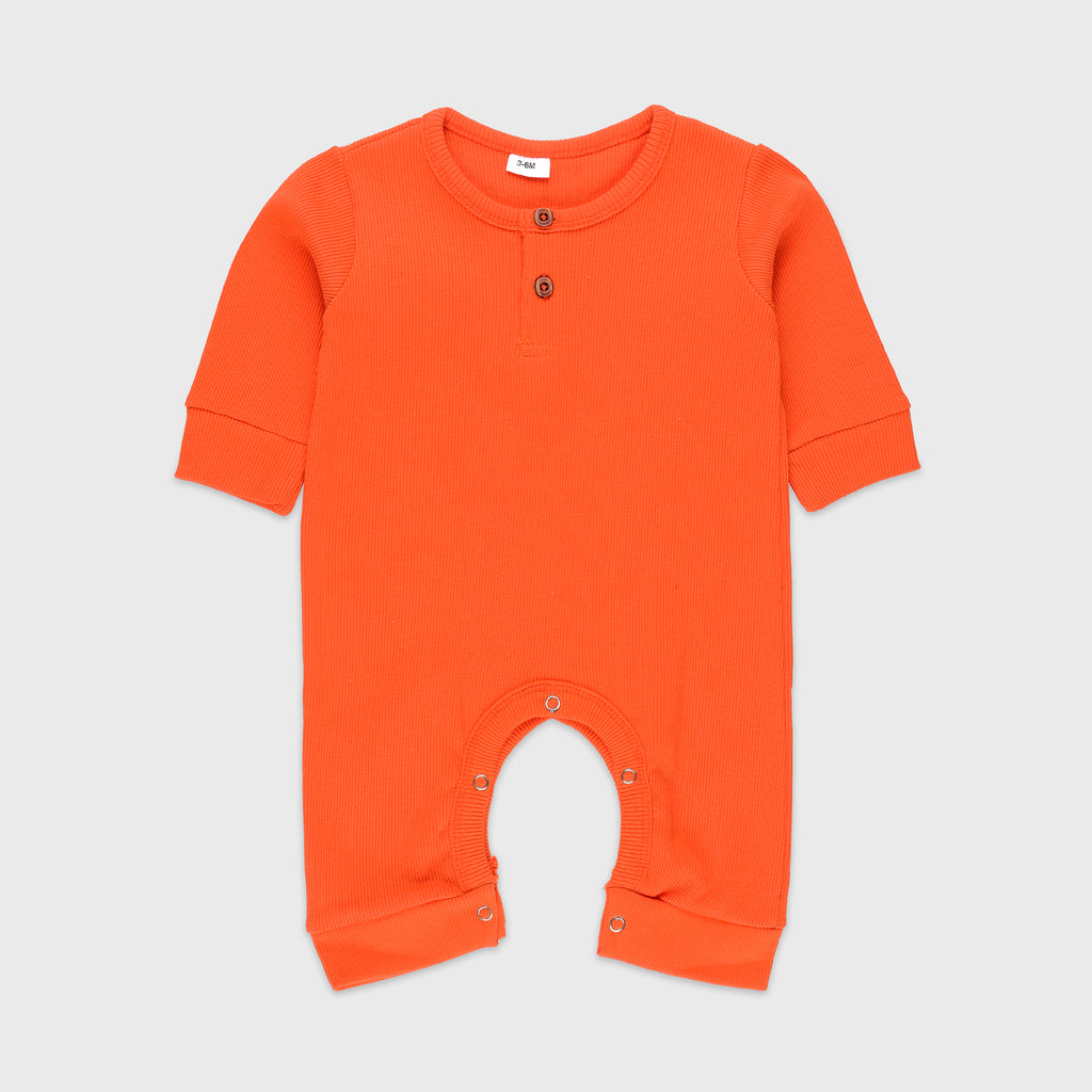Plush Winter Rompers with side button inseam - Orange