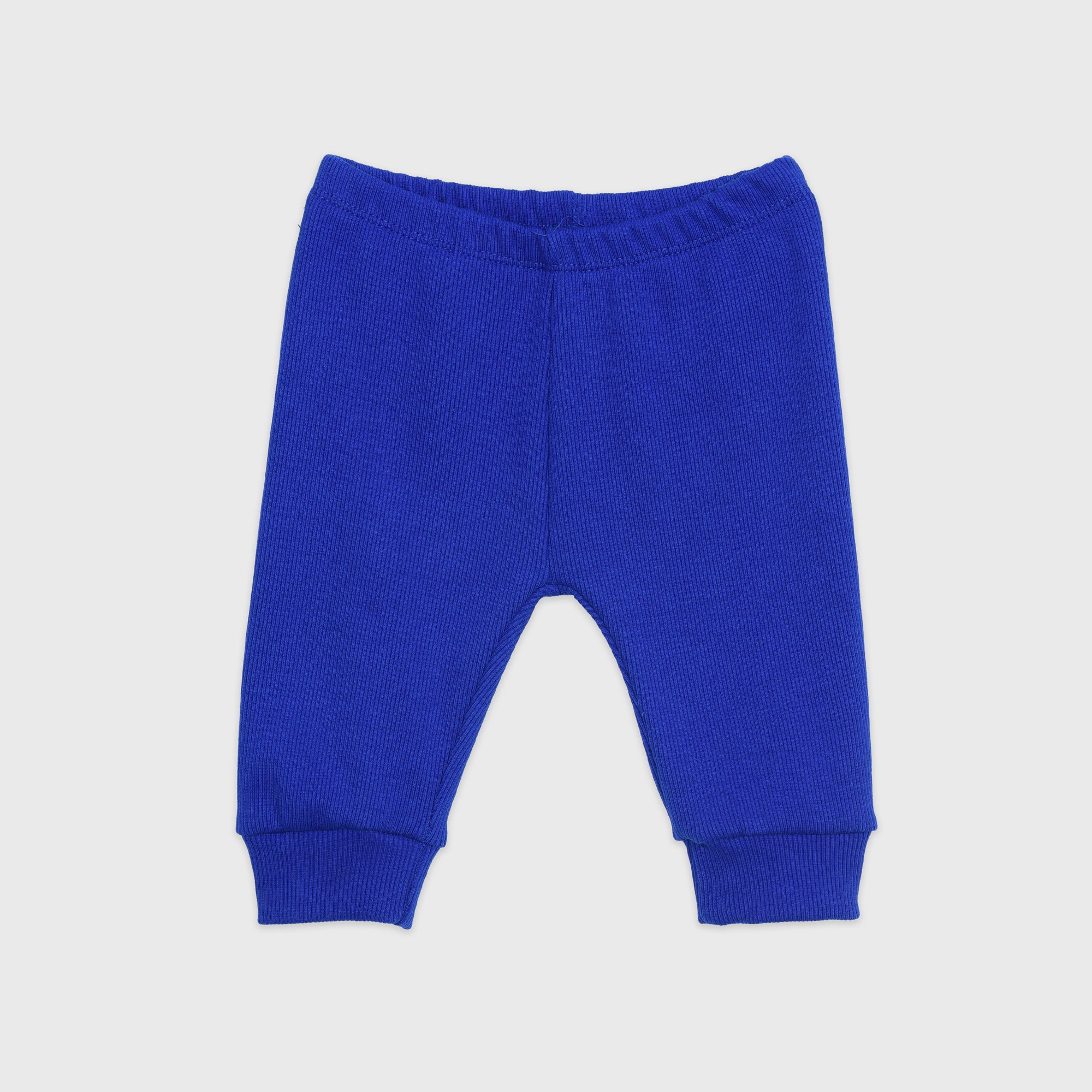 Plush Round Neck Style Ribbed Knit Basic Set - Royal Blue