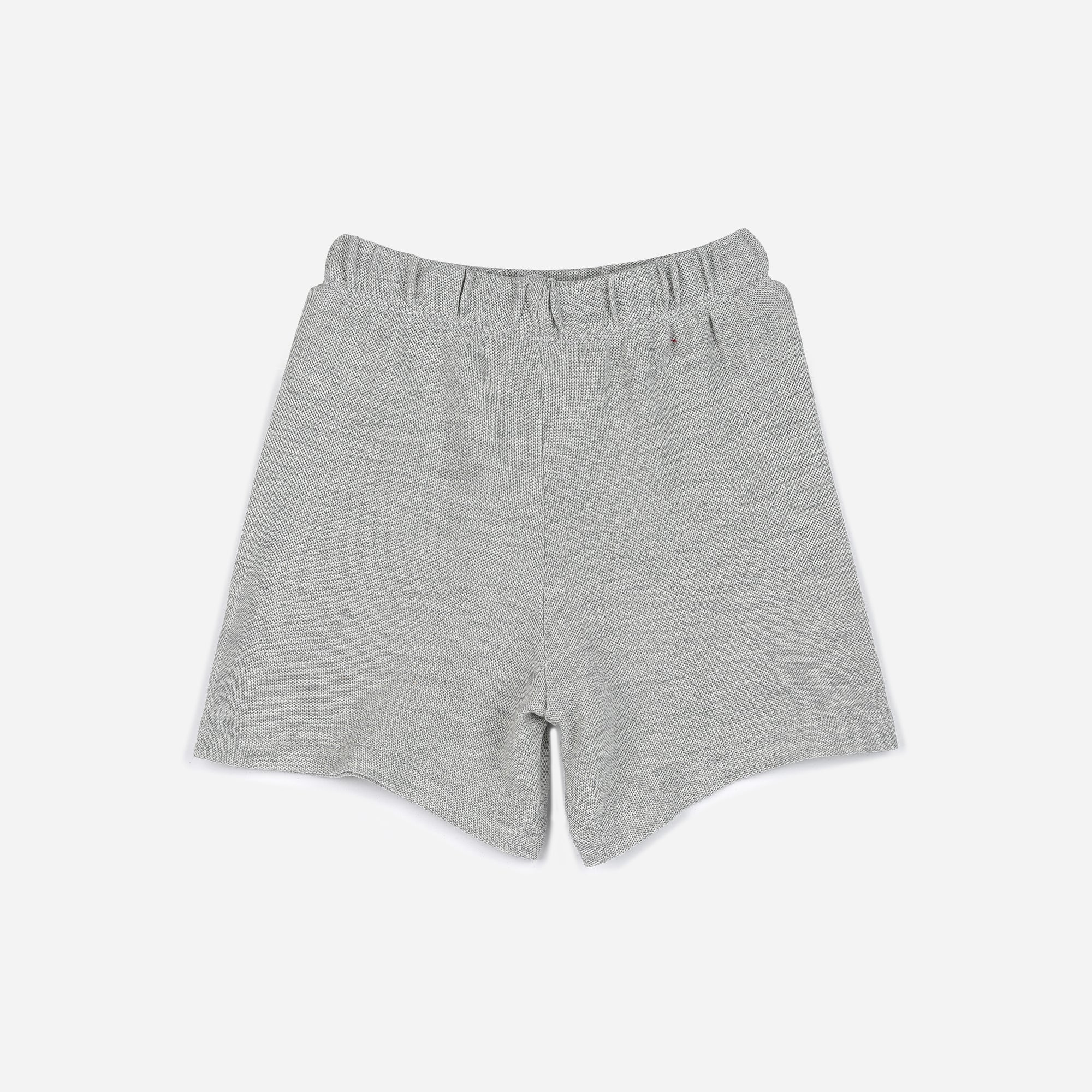 Plush-Baby Plaid Polo Shirt & Shorts-Grey