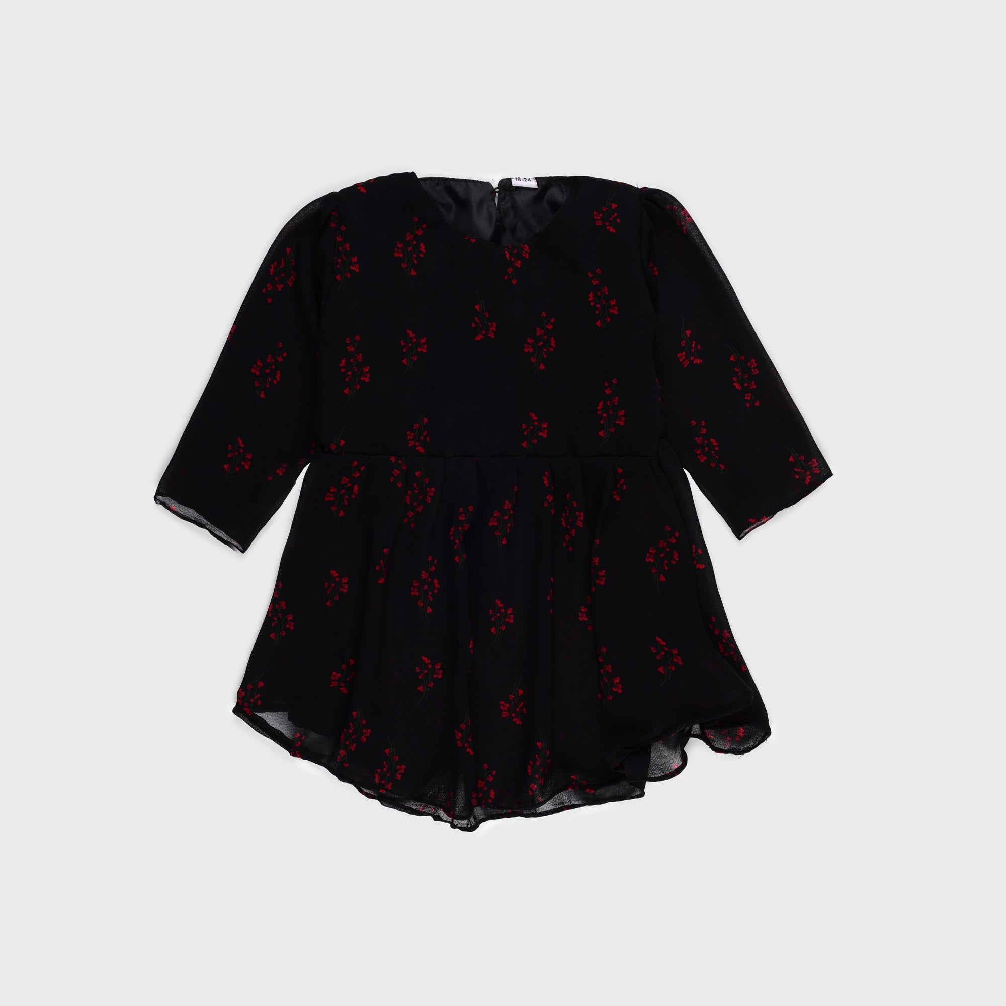 PLUSH-Premium Girls Casual Frocks Black/Red