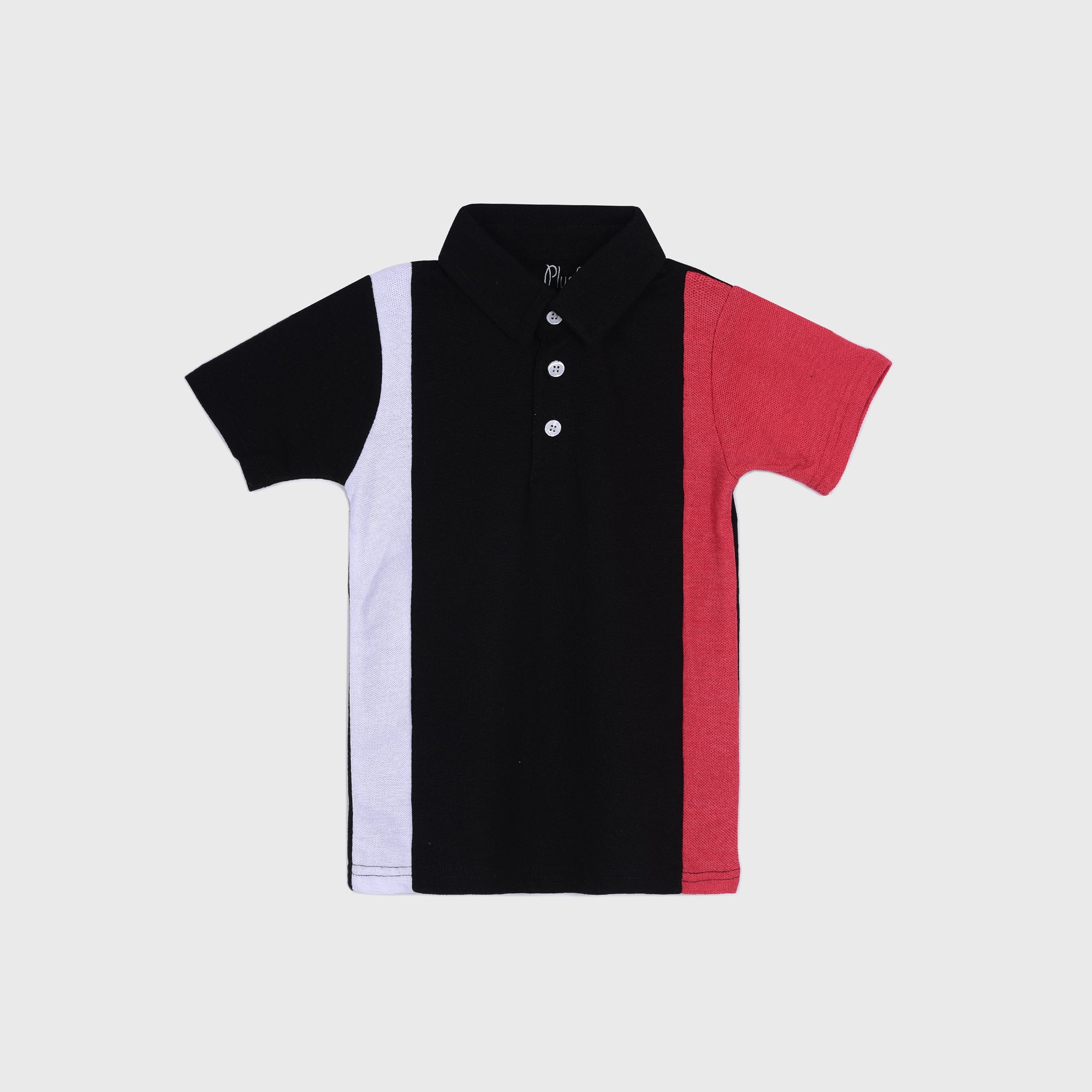 Plush-Baby Plaid Polo Shirt & Shorts-White/Red/Black