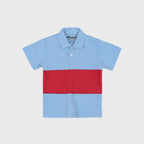 Plush-Baby Plaid Polo Shirt & Shorts-Red-Blue