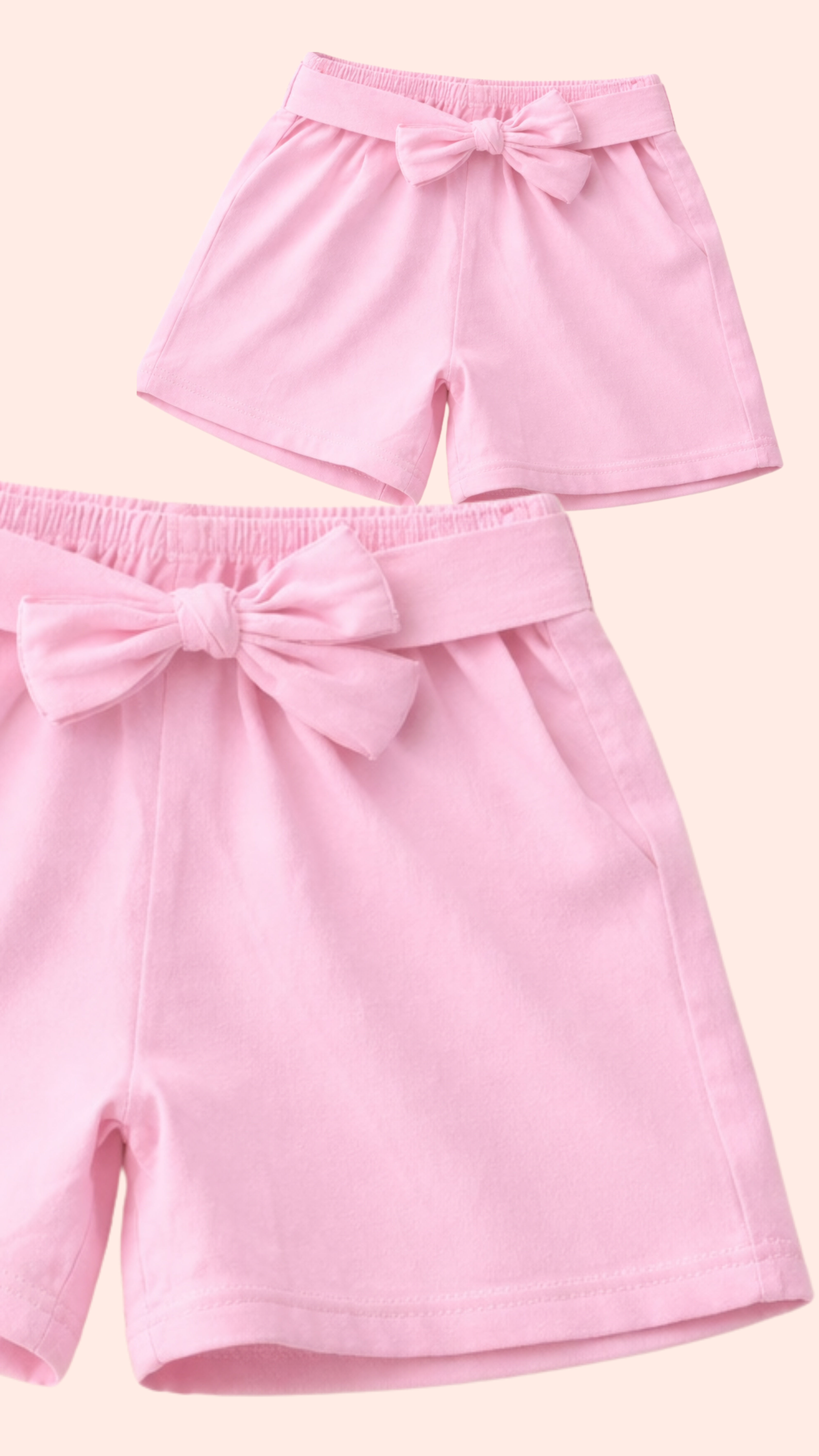 Girls pink shorts set with butterfly print t-shirt