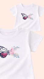 Girls pink shorts set with butterfly print t-shirt