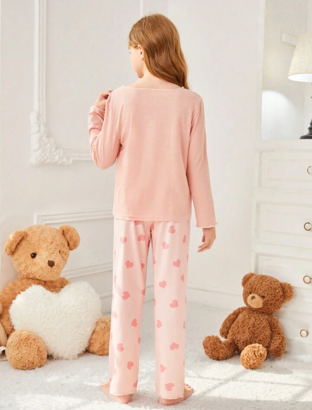 Night Suit - PJ Set Pink Hearts