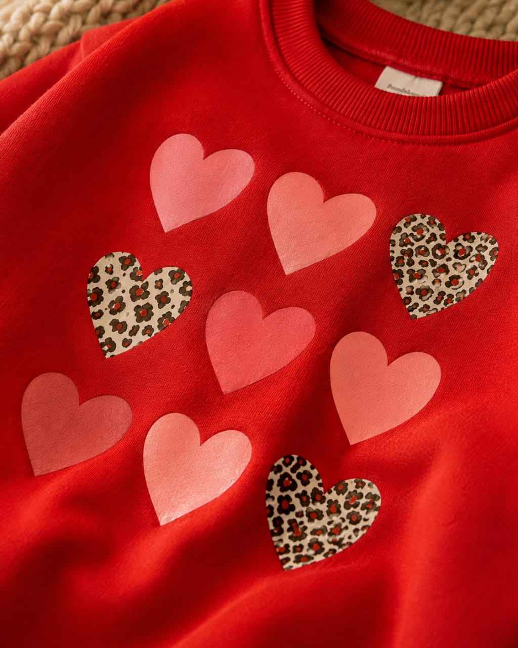 Plush Fleece Shirt & Trouser - Hearts in Red