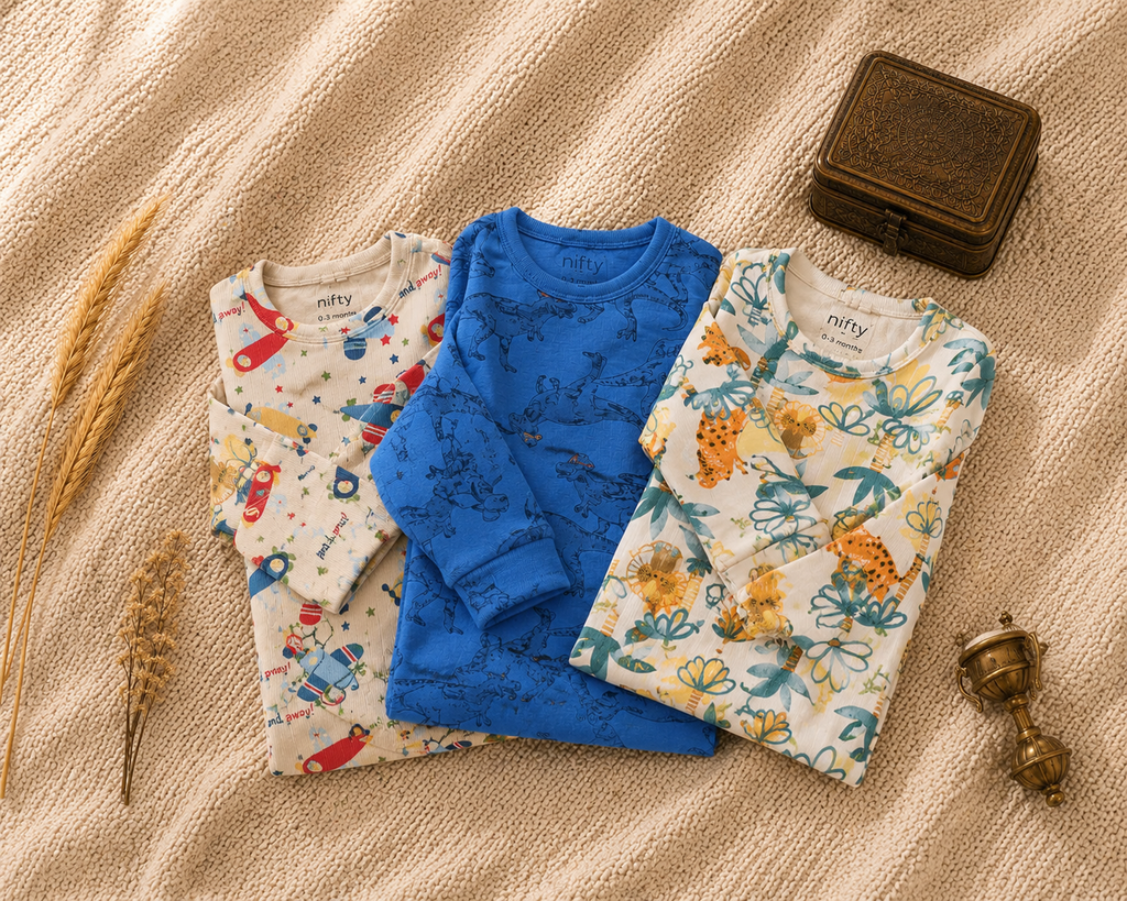 Baby Rompers Pack of 3 – Airplane, Dinosaur & Jungle Print Cotton Jumpsuit