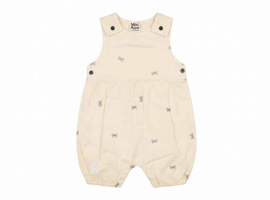 Baby ivory butterfly print dungaree romper