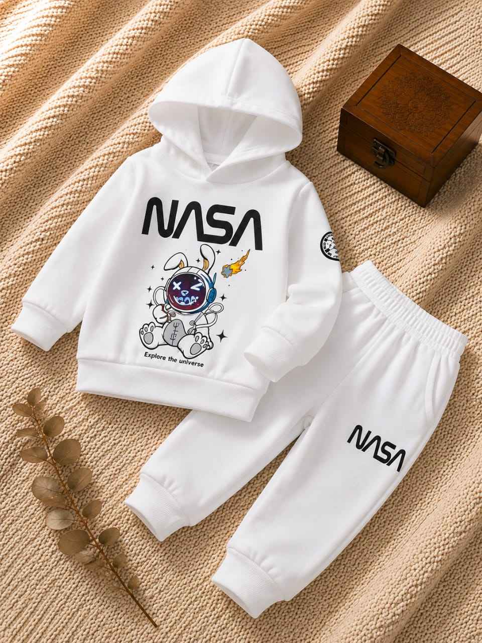Plush Hoodie Style - Nasa Fleece Basic Set Off White