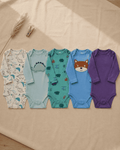 Baby Boy Printed Bodysuits Pack of 5