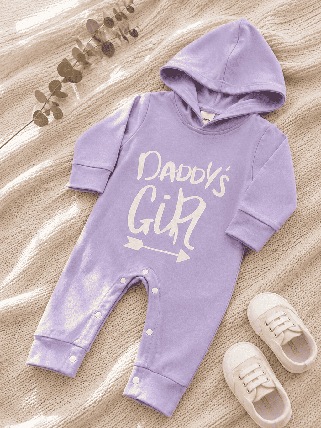 Plush-Hoodie Romper - Daddys girl in lavender