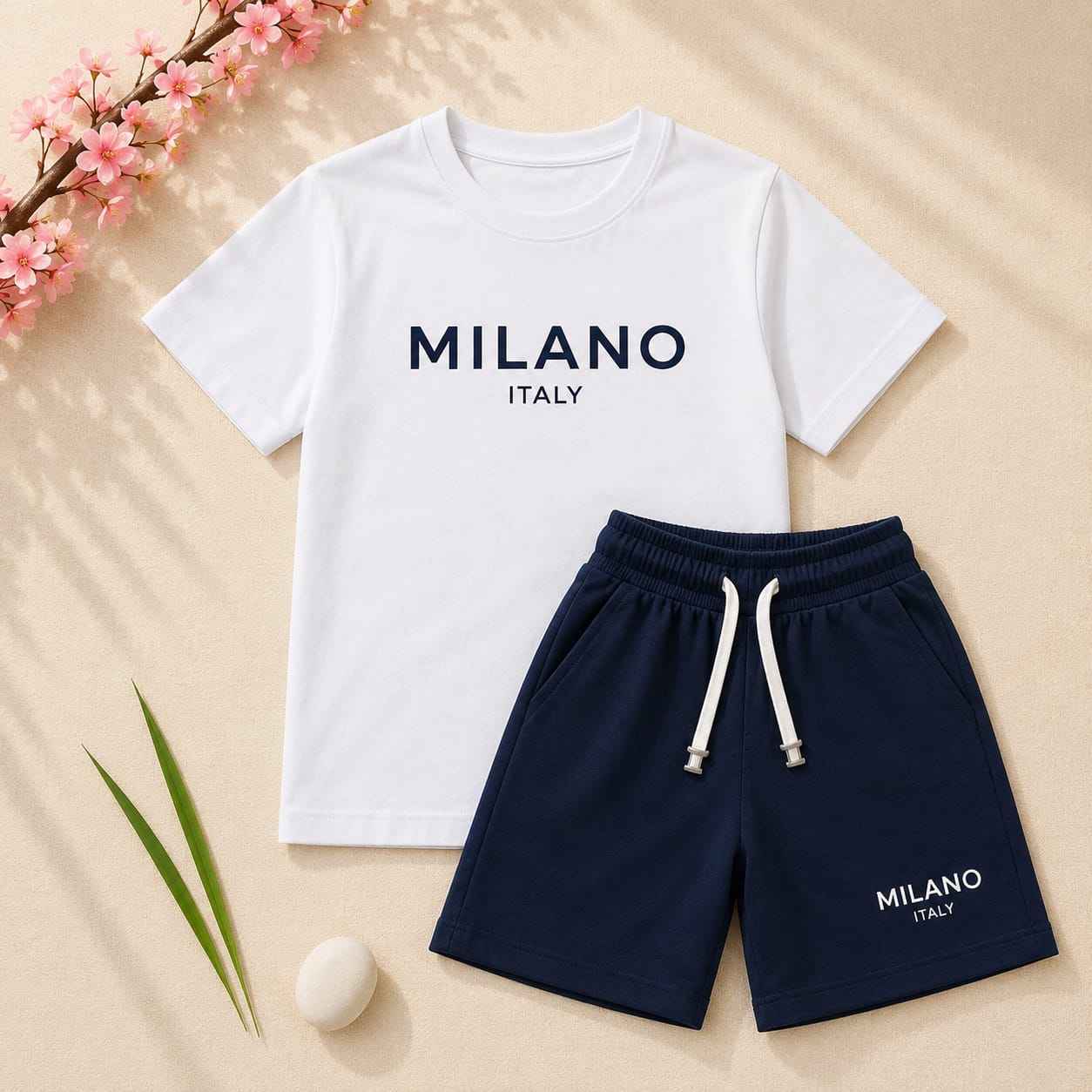 Boys White & Navy 