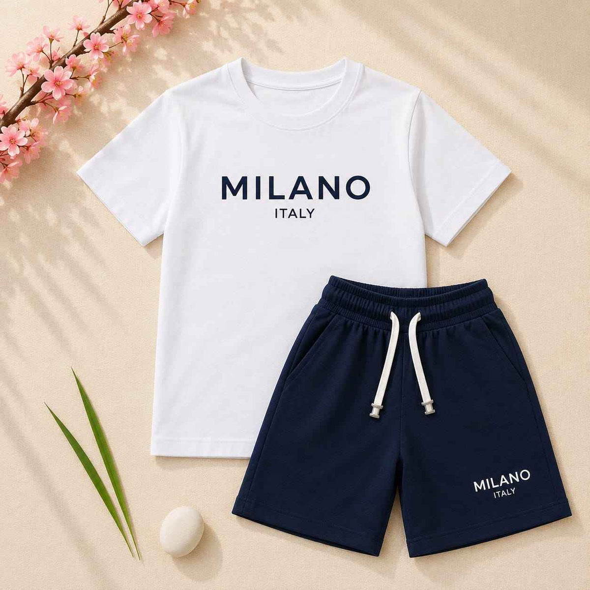 Boys White & Navy 