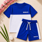 Boys Royal Blue & White "Brooklyn" T-Shirt & Shorts Set