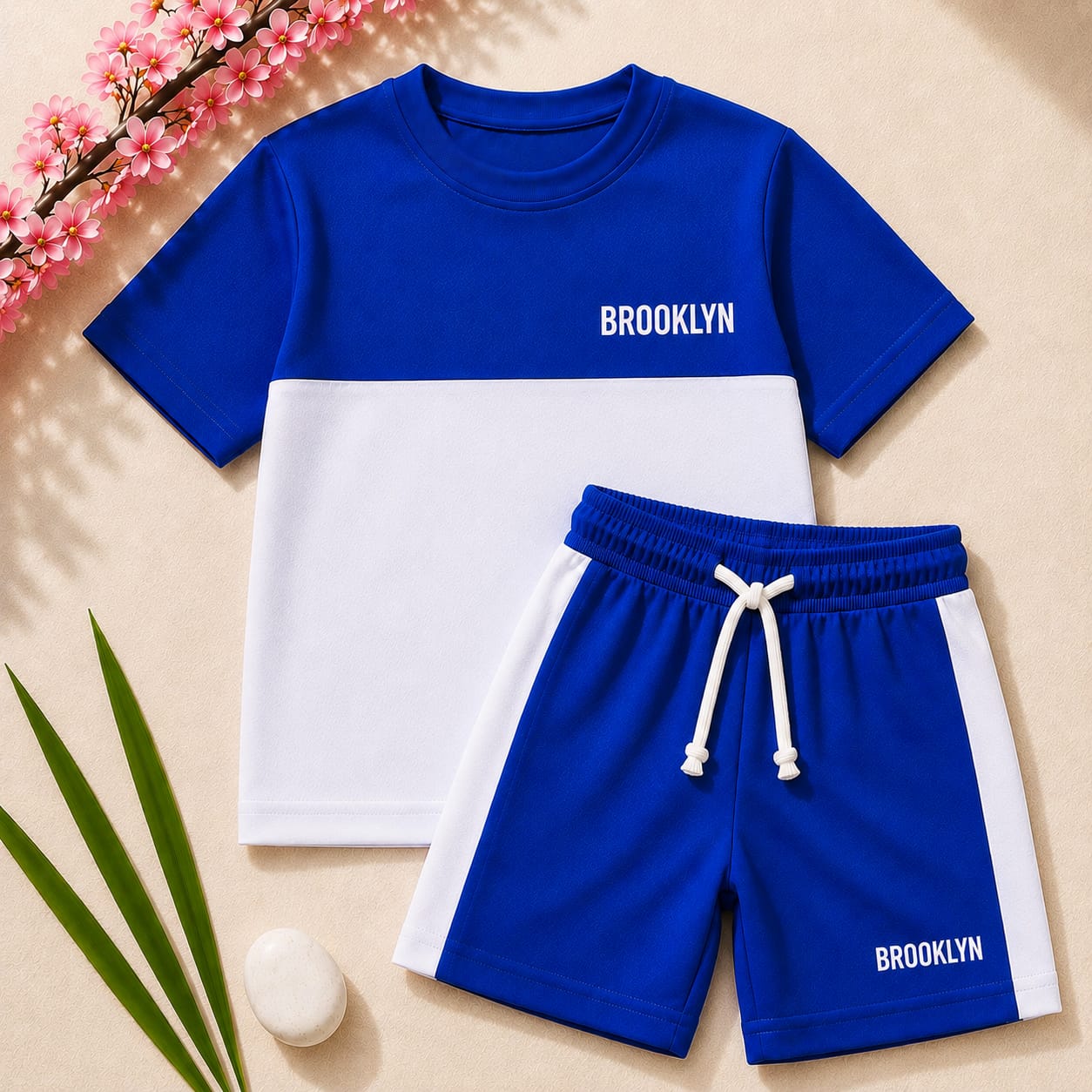 Boys Royal Blue & White "Brooklyn" T-Shirt & Shorts Set