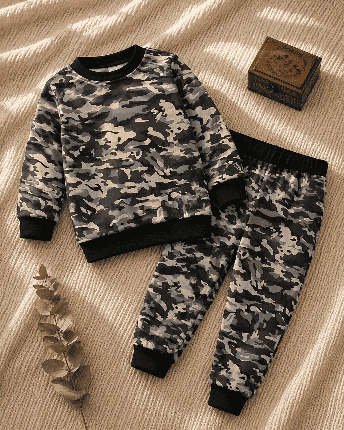 Plush -  Fleece Shirt & Trouser - Camouflage Grey