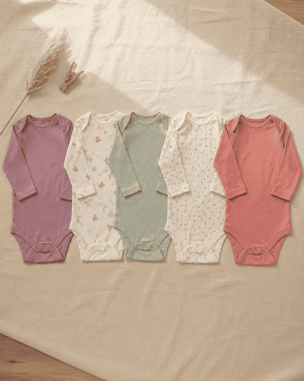 Primark Pink & Mint Essentials – 5 Full-Sleeve Bodysuits