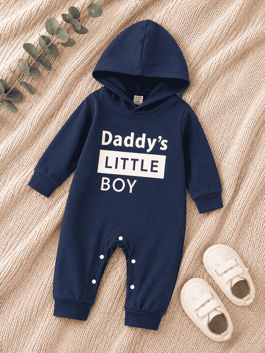 Plush-Hoodie Romper - Daddys Boy in Dark Blue