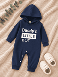 Plush-Hoodie Romper - Daddys Boy in Dark Blue