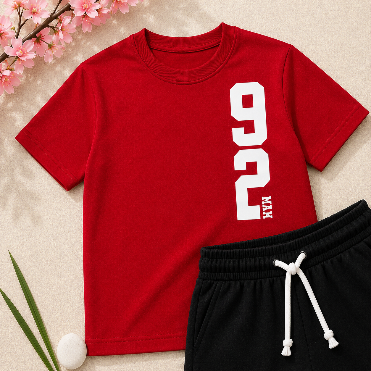 Boys Red & Black "92 Max" T-Shirt & Shorts Set