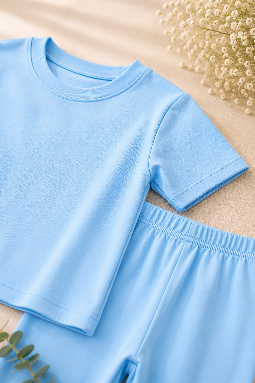 Girls Light Blue Drop Shoulder Co-Ord Set