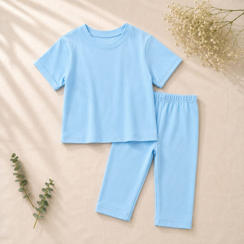 Girls Light Blue Drop Shoulder Co-Ord Set