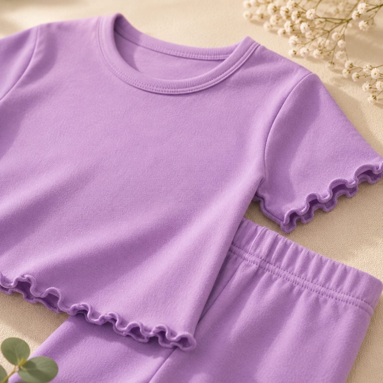 Girls Purple Premium Casual Pajama Set