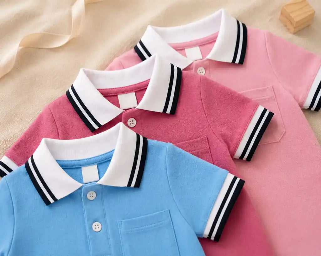Baby Boy Polo Collar Romper Set of 3 | Jumpsuit for Infants