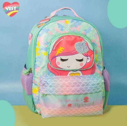 Cute mermaid girl backpack mint pink