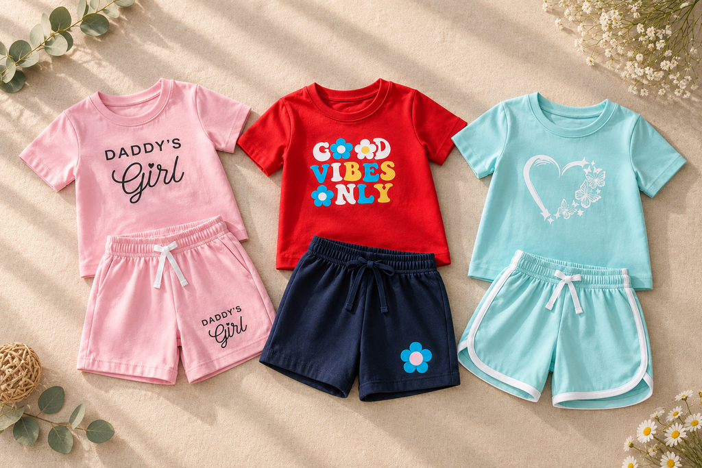 Kids Cotton T-Shirt & Shorts Co-Ord Set – Pack of 3