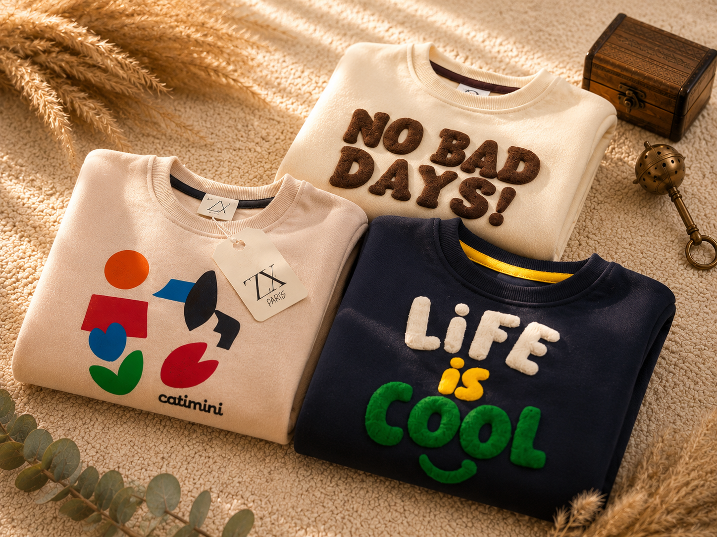 Kids Sweatshirt Pack of 3 | Neutral & Navy Winter Wear
