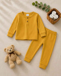 Plush Round Neck Style Ribbed Knit Basic Set - Yellow