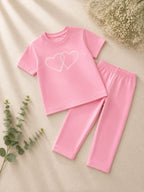 Girls Soft Pink T-Shirt & Legging Set