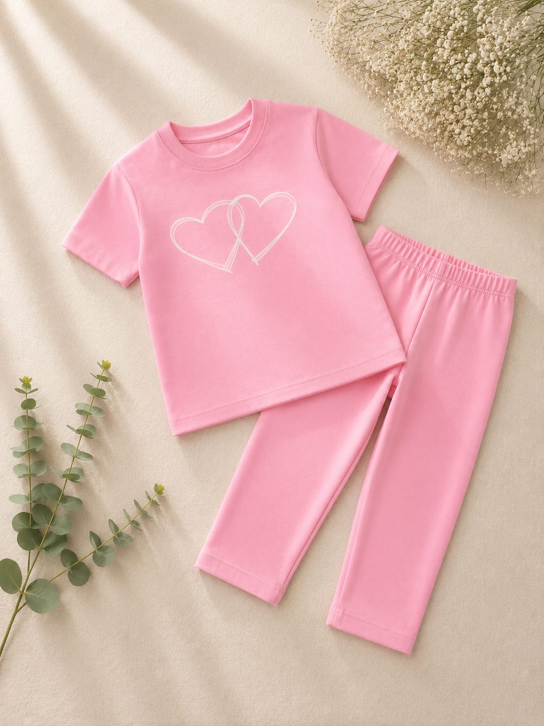 Girls Soft Pink T-Shirt & Legging Set