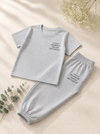 Girls Grey T-Shirt & Cuffed Trouser Set
