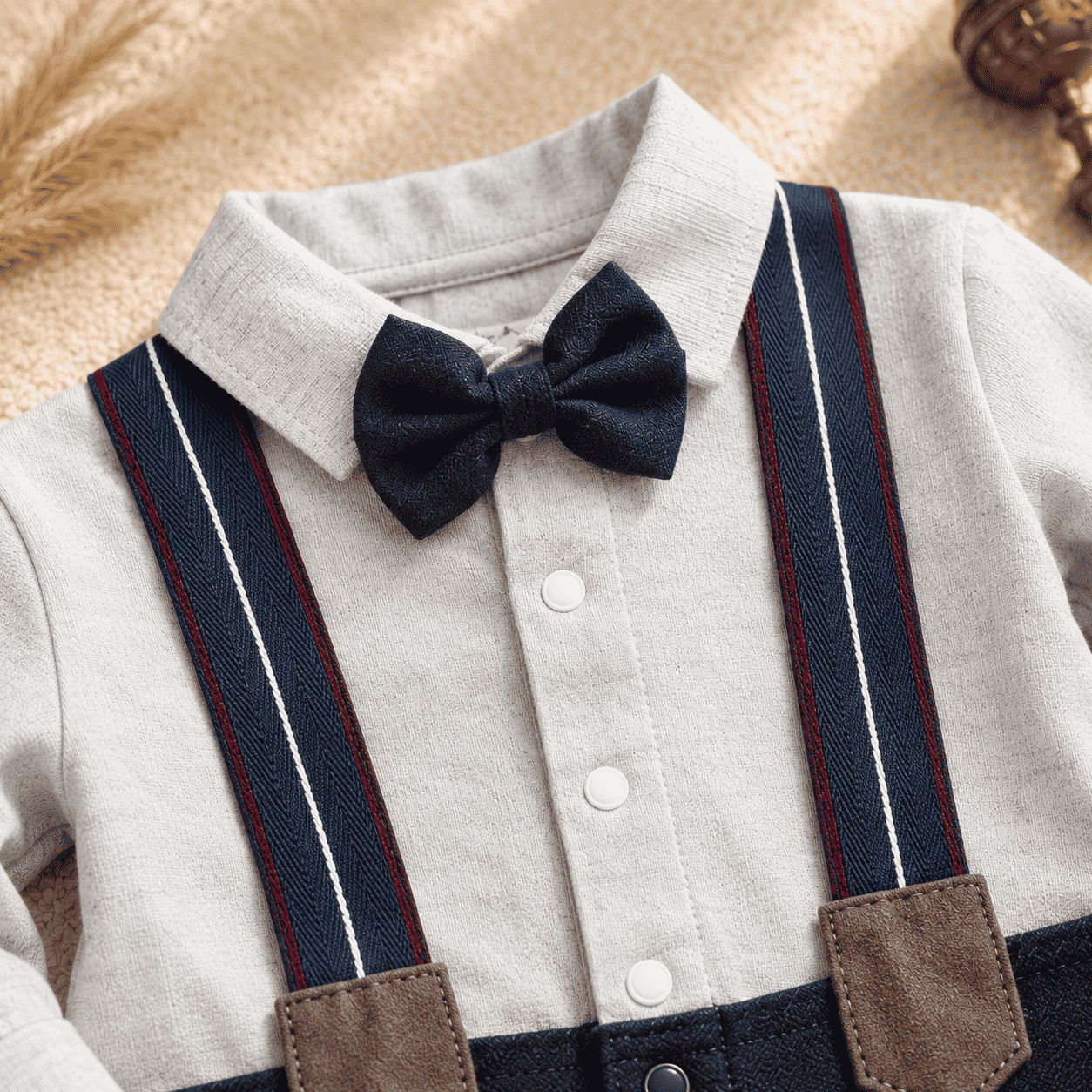 Newborn Gentleman Romper - Grey & Navy