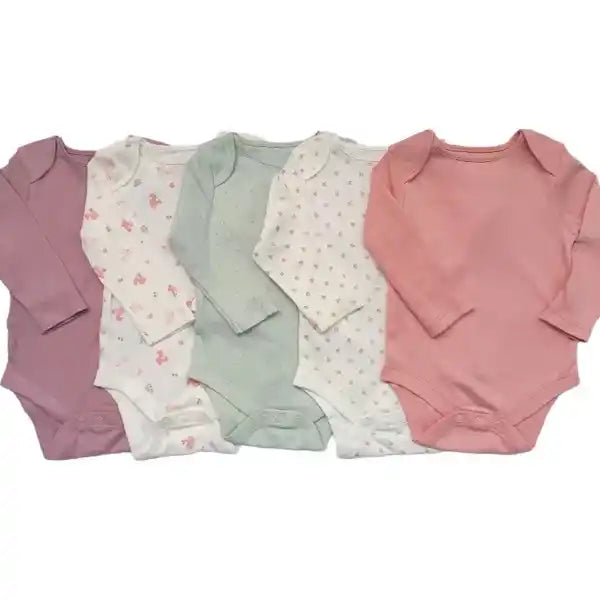 Primark Pink & Mint Essentials – 5 Full-Sleeve Bodysuits
