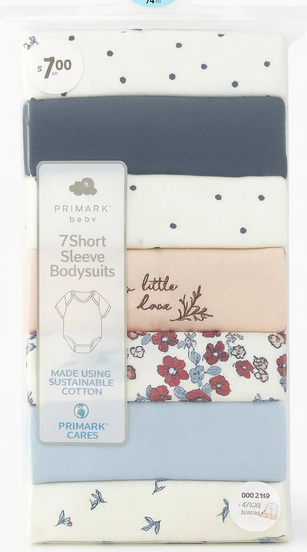 Cute Floral & Neutral Colors Baby Bodysuits 7-Pack